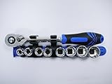 Koshihara ラチェットハンドル　ショートソケット付き9点セット　3/8"DR　12PT　ミリ DIY 整備用工具