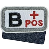 血液型ワッペン タクティカル刺繍 マジックテープ対応 ホワイト B+ 5×2.5cm 全血液型対応 NYANDELMO ND-0174-R02-WH-B-pl