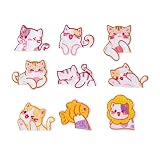 seimeinoki 飾りワッペン 猫 アイロン接着式 刺繍ワッペン 9枚セット 可愛い 猫と魚 アップリケ 手芸用 DIY 衣装 バッグ ハンドメイド アクセサリーパーツ