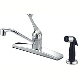 キングストン真鍮kb0572 Columbiaシングルレバーハンドルキッチン蛇口with Side Sprayer、8インチ、ポリッシュクローム