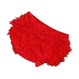 (コ-ランド) Co-land スイート ベビーパンツ トレーニングパンツ 赤ちゃん肌着 ソフトレース付き インナーやアウトに適当 女の子 女児下着 記念写真 祝いギフト (Mサイズ, 6.レッド)