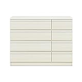 日本製 幅120cm 4段ローチェスト ホワイト 完成品