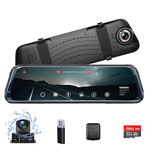 ドライブレコーダー 10インチ Gps搭載 ミラー型 タッチパネル 2k 48 1536p Full Hd10万画素 前後カメラ同時録画 自主開発高性能2コアチップ ループ録画 駐車監視 Gps速度測定 車線逸脱警報 防水構造 １２ヶ月保证