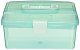 uxcell プラスチックケース DIY ハンドツールストレージボックスホワイトクリアターコイズ　18 x 9 x 11cm