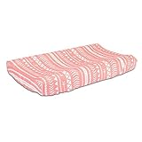 Coral Pink Tribal Print 100% Cotton Changing Pad Cover by The Peanut Shell by The Peanut Shell