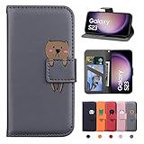 CASAFUNY Galaxy S23 ケース 手帳型 ギャラクシー S23 カバー 高級PUレザー S23 手帳型ケース カード収納 財布型 Samsung S23 スマホケース galaxy S23 携帯カバー マグネット スタンド機能 ぎゃらくしーS23ケース Galaxy S23 5G 携帯ケース Galaxy S23 5G ケース 6.1インチ (灰色のクマ)
