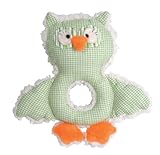 Stephan Baby Shabby Owl Shaggy Sherpa and Gingham Rattle, Green by Stephan Baby