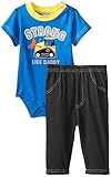 BON BEBE Baby-Boys Newborn Strong Like Daddy 2 Piece Knit Denim Pant Set Multi 3-6 Months [並行輸入品]
