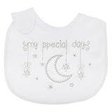 赤ちゃん・ベビー ホワイト ベルクロ留め スタイ ビブ (ワンサイズ) (My Special Day(月))
