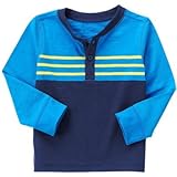 クレイジーエイト Crazy 8/ ストライプ ヘンリー エレクトリック ブルー トップス長袖Tシャツ 6～12ヶ月【並行輸入】