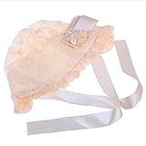 Domybest ベビー用ハット レース　花柄　紫外線対策 赤ちゃん キッズ 帽子 子供　ベルト付き 女の子 日焼け防止　4色 (イエロー)