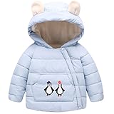 Cutelove　コットンジャケット　セーター　ウインドブレーカー　トップス　帽子付き　ペンギンデザイン　長袖　女の子　ガールズ　ベビー　赤ちゃん　幼児　ベビー服　秋　可愛い　暖かい　保温　防寒　ファ