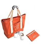 Shellme 　 多機能旅行バッグ　レディースハンドバッグ　大容量 キャンバストートバッグ　 荷物鞄 シューズ収納バッグ　お買い物袋　多機能 防水　携帯 　通勤　通学　旅行　オレンジ
