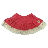 【SiShuNon/シシュノン】ダンガリーレース3段スカート ベビー服 子供服 女の子 ダンガリー レース 3段 スカート 90 3 レッド