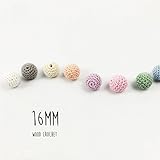 Mamimami Home 歯がため 木製 知育玩具 はがため かぎ針編みのビーズ 16MM 26色混合色 赤ちゃん 舐める 安全 コットン 木のおもちゃ 歯固め　出産祝い 誕生日プレゼント DIY 