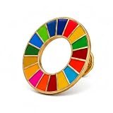 【国連本部公式最新仕様/インボイス制度対応】SDGs バッジ ピンバッジ(1個) ピンバッチ 襟章 (25mm 疑似七宝焼き バッチ ゴールド 鮮やか 留め具3個付き 帽子 バッグにも最適 かわいい 金色)
