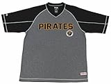 MLB Pittsburgh PiratesメンズFine GaugeメッシュVネックラグランシャツ XL ブラック