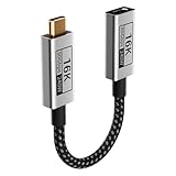 UPPDEFFST USB-C 延長ケーブル オス - メス Thunderbolt5/4/3 対応、短尺 30cm、USB5 対応 80Gbps 高速データ転送、240W PD3.1 急速充電、16K@60Hz/8K@120Hz ビデオ出力、Type-C 延長コード、USB C 延長ケーブル、SSD、ドッキングステーション、ハブ、ディスプレイ、eGPU 対応。