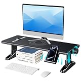 モニター台 卓上 机上台 PCスタンド パソコン台 モニタースタンド 耐荷重10kg 高さ調整可能 滑り止めマット付き 机上ラック パソコンラック 卓上 収納 姿勢改善 スマホトレー 組立不要(ブラック, 11-16cm)