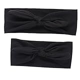 LUERME ヘッドバンド　ヘアバンド　ベビー　親子　娘とママ 赤ちゃん レディース　女の子　九色　コットン　柔らかい (ブラック)