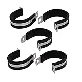 uxcell EPDMラバーライニングPクリップ ゴム 304ステンレス鋼 シルバートーン 32mm直径 ブラック 5個入り