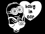 カッティングステッカー　ミニオン BABY IN CAR(ハート)カラー：ホワイトminions　ミニオンズ [並行輸入品]