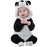 POTOJP 着ぐるみ パンダ コスプレ ベビー服 動物ちゃん 子供用 ロンパース 仮装 ダンス衣装 コスチューム 赤ちゃん 防寒着 撮影 出産祝い 寝相アート 日常着 (6M)