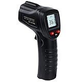 赤外線温度計【非接触式 0.5秒高速検温】デシタル温度測定器 温度計 工業/家庭両用 液晶LCD表示 -50~+380℃ 日本語説明書付き（黒色版）