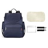 RONGTONGDA レディース 防水 マザーバッグ リュックサック リュック バックパック デイバック 肩掛け ママ 機能的 大容量 大きめ (ネイビー)