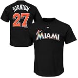 ジャンカルロ・スタントンMiami Marlins # 27 MLBメンズPlayer Name & Number Tシャツブラック( 4 x l )