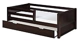 Camaflexi Panel Style Solid Wood Daybed with Trundle and Front Rail Guard, Twin, Cappuccino [並行輸入品]