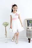 M.Z.　高品質 プリンセス 子供 用 ドレス / ワンピース　キッズ 衣装 /　結婚式 発表会 ジュニア フォーマル ピンク　ホワイト (150cm, ホワイト)