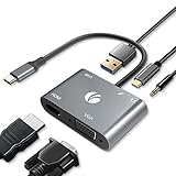 VCOM USB ハブ Type C HDMI 2ポート4-in-1 変換アダプター【デュアル出力】4K@60 MST支持 Thunderbolt 3対応 100W急速PD充電 USB2.0ポート MacBook Air, iPad Pro, Dell XPS, Surface, Samsung Galaxy, USB C デバイス対応 ドッキングステーション