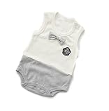 CHOUeTTe ベビー服 ロンパース 新生児～2歳半まで 肩止め ノースリーブ 綿100% かっこいい 蝶ネクタイ付き 出産祝い 誕生日プレゼントにもどうぞ 色サイズ多数 オリジナルタオル付き (グ