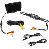 AGPtek? 4.3" TFT LCD Monitor Car Vehicle Backup License Plate IR Sensor LED Camera Combo Kit with 6m