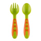 Tgp Baby's Silicone Spoon & Fork Trainer Feeding Utensils Training Grip Handle Green by TGP