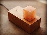 Himalayan塩ランプDesignerミニマリストIndustrial飾りRock CrystalデスクモダンテーブルBedstandホーム照明素朴な木製ブロックスラブベースすべてナチュラルエアフ