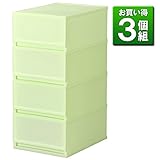 《3個セット》 収納ケース PLUST MILKY（プラスト ミルキー）FR3404 ４段 幅34×奥行45×高さ75.5cm (グリーン(GR))