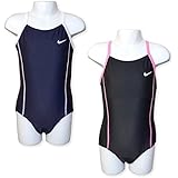 Amazon 子供 スクール水着 スイムウエア Nike ナイキ 女の子 ワンピース 撥水加工 ブランドロゴ カラーステッチ 女児 キッズ 2 ブラック 130cm 水着 通販