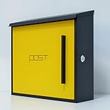 郵便ポスト郵便受け北欧風大型メールボックス 壁掛け鍵付きマグネット付黄色ポストpm205