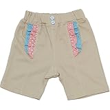 【本体綿100%】2016年 夏物 UZUCHAT ウズチャット ニットデニム レース挟みこみ ５分丈パンツ UZULAND ウズランド ベージュ◇90cm