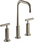 KOHLER K-14408-4-BV Purist Widespread Lavatory Faucet with High Gooseneck and High Lever Handles, Vi
