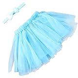 MIOIM チュチュスカート ベビー ヘアバンド付き tutu チュールスカート 赤ちゃん キッズ レインボースカート 記念撮影 小道具 出産お祝い (L/0~2歳/腰囲19cm, ブルー)
