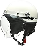 リード工業(LEAD) バイクヘルメット ハーフ CROSS バブルシールド付き CR-760 ホワイト フリーサイズ (57-60cm未満)