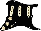 Fender ギターパーツ Pre-Wired Strat Pickguard, Tex-Mex SSS, Black 11 Hole PG