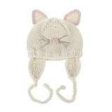 XIKA ベビーハット ニット帽 子ネコちゃん風 かわいい 子供用 赤ちゃん ベビー 選べる3色 XMZ252 (オフホワイト)
