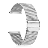 [ToVioc] 金属ベルト 20 mm バンド 【20 mm 対応】 ステンレスバンド 20ミリ ミラネーゼメッシュベルト 防錆 調節可能 男女兼用 交換ベルト(シルバー)