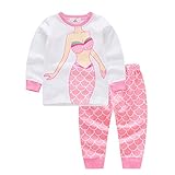 Cutelove　Tシャツ+ロングパンツ2点セット　パジャマ　部屋着　人魚柄 長袖　綿　女の子　ベビー　赤ちゃん　幼児　ベビー服　秋　冬　可愛い　ファッション　素敵　カジュアル　普段着　韓国　2色