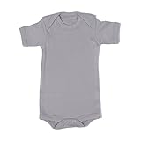 ポンチョベビー Poncho Baby オーガニックコットン 半袖 ロンパース ボディスーツ 無地タイプ (0-3ヶ月, グレー)