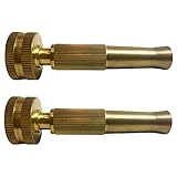 JetNozzleTM Two - Brass Spray Nozzle Heavy Duty Car and Garden Hose Nozzle With Extra Washer and O-r